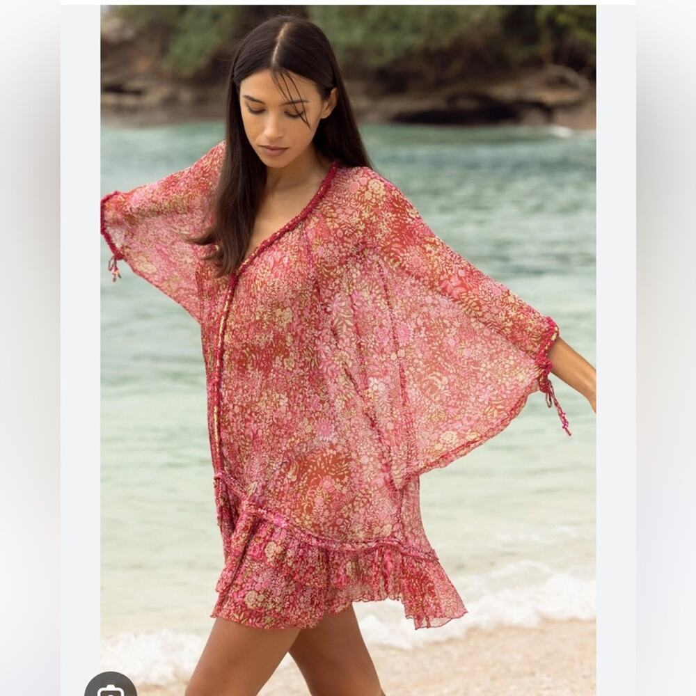 Poupette St. Barth Silk Poncho Nava Cover Up Dress OS